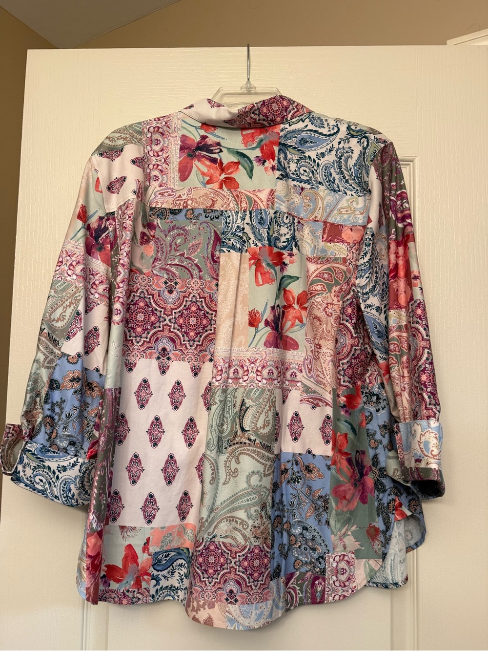 Chico's Multicolor Floral & Paisley Patchwork Button Down Shirt